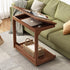 Traditional Vintage Square Wood Flip-top Side Table 2-Tier Storage Shelves For Living Room