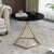 Modern Minimalist Round Marble Texture Metal Polygonal Base Side Table For Living Room