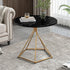 Modern Minimalist Round Marble Texture Metal Polygonal Base Side Table For Living Room