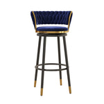 Contemporary Luxury Round Velvet Upholstered Swivel Bar Stool Backrest Footrest For Dining Room