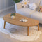 Modern Minimalist Curved Oval Density Board Wood End Table 1-Tier For Living Room