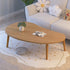 Modern Minimalist Curved Oval Density Board Wood End Table 1-Tier For Living Room