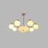 Modern Mid-Century Branch Curved Rod Round Orb Iron Glass 4/6/8 Light Chandelier For Living Room