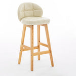 Modern Minimalist Square Wood Leather Foam Bar Stool With Four Legs Backrest For Dining Room