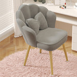 Modern Minimalist Square Petal Fabric Wood Metal Vanity Stool Backrest For Bedroom