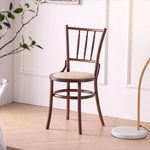 Traditional Vintage Round Cylinder Solid Wood Rattan Dining Chair Backrest For Living Room