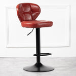 Modern Minimalist Square Leather Metal Bar Stool Backrest Armless For Dining Room