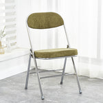 Traditional Vintage Square Velvet Stainless Steel Foldable Dining Chair Backrest For Dining Room