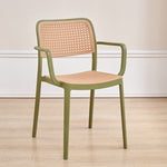 Contemporary Simplicity Square Rattan-like Plastic Stackable Dining Chair Armrest Backrest For Dining Room