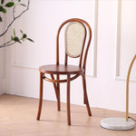 Traditional Vintage Round Rattan Woven Wooden Dining Chair Backrest For Dining Room