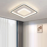 Modern Minimalist Square Acrylic Iron Aluminum Silicone LED Flush Mount Ceiling Light For Bedroom