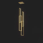 Modern Minimalist Iron Aluminum Silica Rectangular Square Ceiling Plate LED Chandelier For Stairway