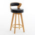 Contemporary Simplicity Round PU Leather Upholstered Bar Stool Low Back Footrest For Dining Room