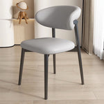 Contemporary Nordic Square Leather Metal Frame Dining Chair Backrest Armless For Dining Room