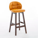 Modern Minimalist Square Wood Leather Foam Bar Stool With Four Legs Backrest For Dining Room