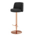Contemporary Luxury Round Leather Height Adjustable Swivel Bar Stool Low Back Footrest For Dining Room