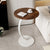 Modern Minimalist Round Wood Grain MDF Stainless Steel End Table For Living Room