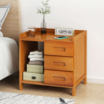 Modern Minimalist Rectangular Desktop Bamboo Nightstand 1/2-Drawer For Bedroom