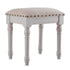 Contemporary Scandinavian Square Linen Leather Solid Wood Vanity Stool Backless Armless For Bedroom