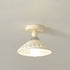 Contemporary Scandinavian Cream Ceramic Geometric Round Shade 1-Light Semi-Flush Mount Ceiling Light For Living Room