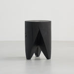 Traditional Japanese Wabi-sabi Wood Geometric Design End Table For Living Room