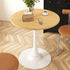 Modern Simplicity Round Imitation Wood Grain Carbon Steel Base End Table For Living Room