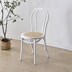 Contemporary Retro Rattan Beech Wood Metal Round Arched Dining Chair Backrest For Dining Room