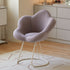 Contemporary Creative Petal Shape Velvet Upholstered Arc Metal Legs Vanity Stool Backrest Armrest For Bedroom