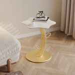 Contemporary Creative Clouds Rock Slab Tempered Glass End Table 1-Tier For Bedroom