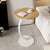 Modern Minimalist Round Wood Grain MDF Stainless Steel End Table For Living Room