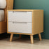 Contemporary Nordic Rectangular Solid Wood Nightstand 1/2 Drawer For Bedroom