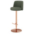 Contemporary Luxury Round Leather Height Adjustable Swivel Bar Stool Low Back Footrest For Dining Room