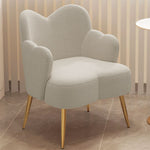 Modern Minimalist Cream Curve Lambswool Metal Vanity Stool Backrest Arm For Bedroom