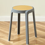 Contemporary Scandinavian Weaving PP Round Stool Dining Chair Backless Stackable For Dining Room