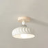 Contemporary Scandinavian Cream Ceramic Geometric Round Shade 1-Light Semi-Flush Mount Ceiling Light For Living Room