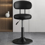 Contemporary Luxury Round Leather Upholstered Swivel Bar Stool Height Adjustable Footrest For Dining Room