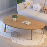 Modern Minimalist Curved Oval Density Board Wood End Table 1-Tier For Living Room