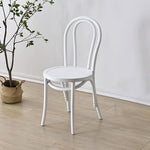 Contemporary Retro Rattan Beech Wood Metal Round Arched Dining Chair Backrest For Dining Room