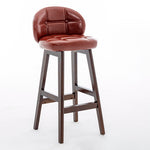 Modern Minimalist Square Wood Leather Foam Bar Stool With Four Legs Backrest For Dining Room