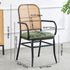 Traditional Vintage PE Imitation Rattan Leather Upholstered Dining Chair Backrest Armrest For Dining Room