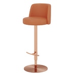 Contemporary Luxury Round Leather Height Adjustable Swivel Bar Stool Low Back Footrest For Dining Room