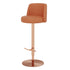 Contemporary Luxury Round Leather Height Adjustable Swivel Bar Stool Low Back Footrest For Dining Room