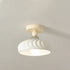 Contemporary Scandinavian Cream Ceramic Geometric Round Shade 1-Light Semi-Flush Mount Ceiling Light For Living Room