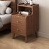 Traditional Chinese Rectangular Wood Density Panel Nightstand 2-Drawer Shelf For Bedroom