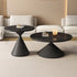 Modern Minimalist Round Cone Wood Steel End Table 1-Tier For Living Room