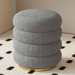 Modern Minimalist Cylinder Lambswool Fabric Metal Vanity Stool For Bedroom