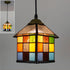 Traditional Tiffany Half Round House Pyramid Iron Glass 1-Light Pendant Light For Bedroom
