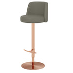 Contemporary Luxury Round Leather Height Adjustable Swivel Bar Stool Low Back Footrest For Dining Room