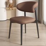 Contemporary Nordic Square Leather Metal Frame Dining Chair Backrest Armless For Dining Room