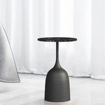 Contemporary Scandinavian Round Wine Cup Metal Iron Marble End Table 1-Tray For Living Room